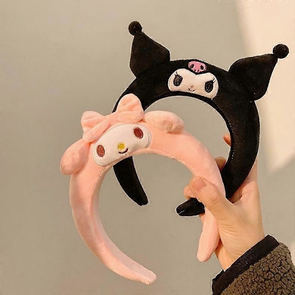 Kawaii Hårband Sanrio My Melody Kuromi Cinnamoroll Pompom Purin Håraccessoarer Anime Söt Tecknad Plysch Huvudbonad Flickor Present 5