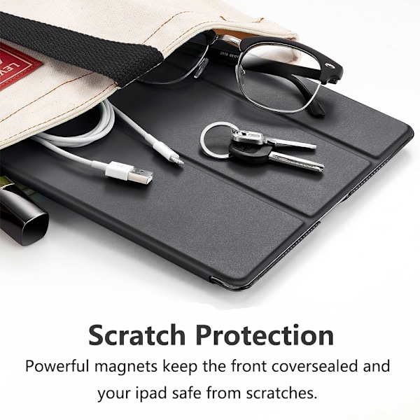 Smart Case för iPad Air 2, Smart Case Cover Genomskinlig Frostad Bakre Magnetisk Cover med Auto Sleep/Wake Funktion - Svart