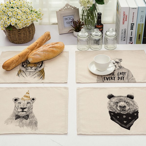 Tecknad djur Handmålat print Värmebeständig tvättbar bordsunderlägg Bordsskålsmatta (MA0085-2)