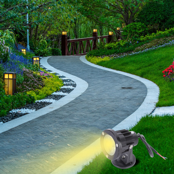 Aluminium 5W LED gräsmatta lampa IP65 vattentät bas Landskap spotlight för utomhus trädgård innergård