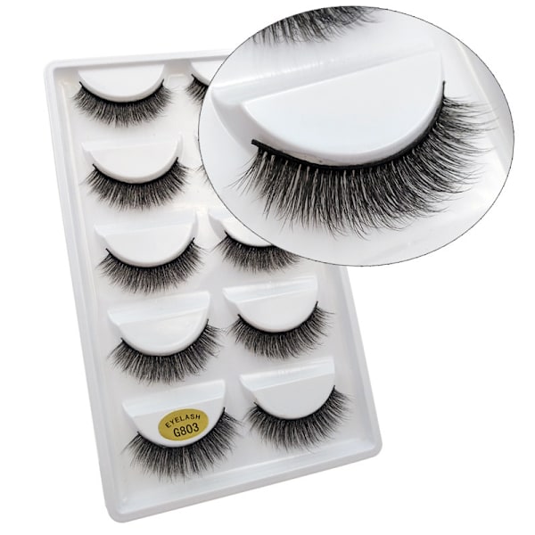 5 par lösögonfransar - 3D faux mink - G803