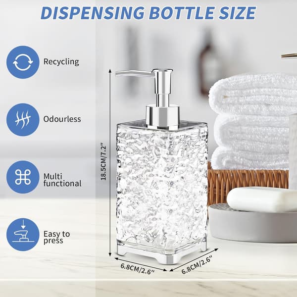 Soap Dispenser, 2 Empty Pump Bottles, 400ML Bathroom and Kitchen Dispenser, for Liquid Hand Soaps, Shampoo, Facial Cleanser (Circle) (Square Shape)