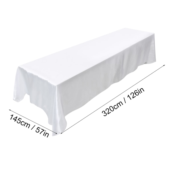145x320cm rektangel bordsduk Cover Fläckbeständig Bankett Bröllopsfest Dekor Vit