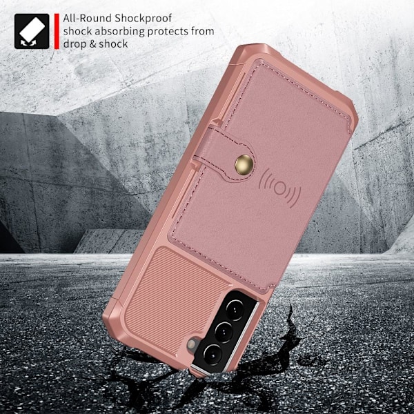 SKALO Yhteensopiva Samsung S22 Iskunkestävä Lompakkokotelo - Pinkki Epävirallinen alkuperäistarvike Pink Rosa