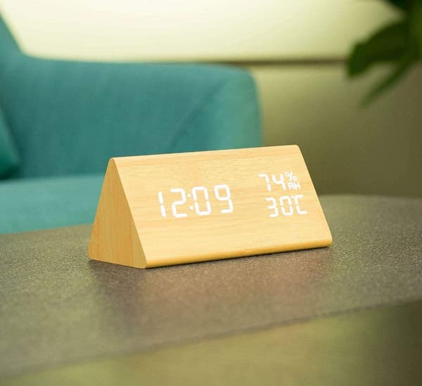 Unique Wooden Design Alarm Clock with Light and Sound Activation Tree Tree Tree