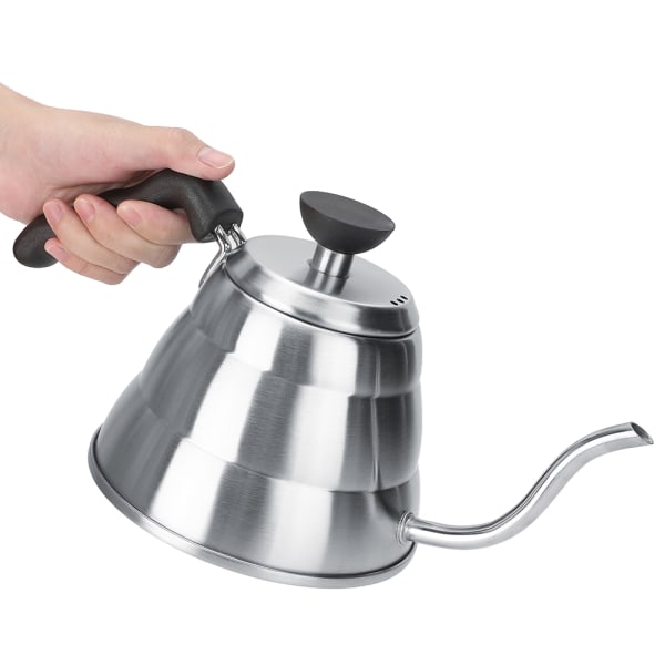 1L Hushållskök 304 rostfritt stål Kaffekanna Hand Kaffe Vattenkokare Hand Punch Pot
