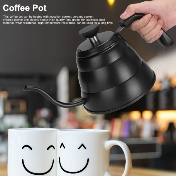 1L Hushållskök 304 rostfritt stål Kaffekanna Hand Kaffe Vattenkokare Hand Punch Pot