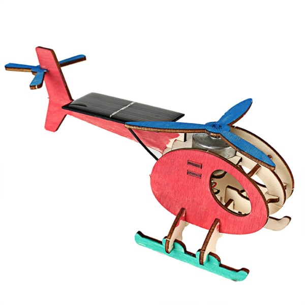 Trä solenergi flygplan Pedagogiska leksak hantverk DIY-modell Underbar Kid Gift