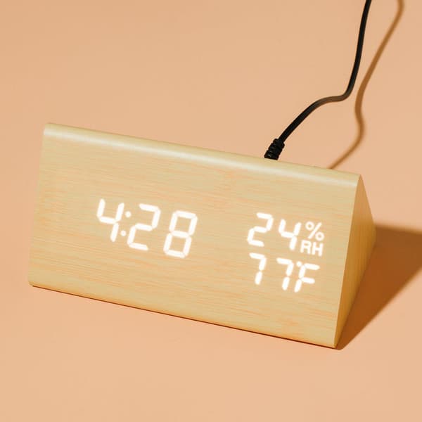 Unique Wooden Design Alarm Clock with Light and Sound Activation Tree Tree Tree