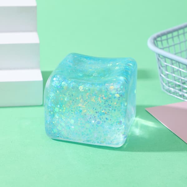 Glitter isbit-squishies, simuleringsisbit, myk stressavlastende leke for kontor og studenter Blue