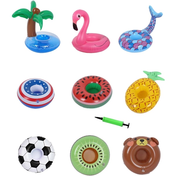 Flytande dryckeshållare för pool, 10-pack uppblåsbara dryckeshållare dryckesflottörer för poolparty