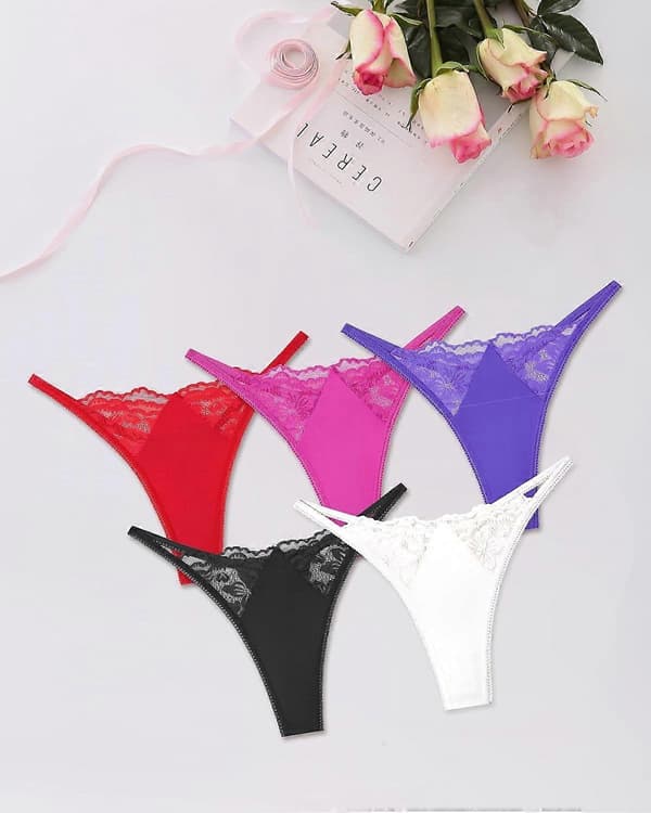 Nyeste blonde truser for kvinner, sexy stringtruse sett, 5-pakning