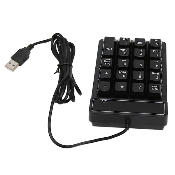 Wired Numeric Keypad Black USB Connection 19 U-shaped Keys Plug and Play Compact Numeric Keypad for Laptop PC Desktop