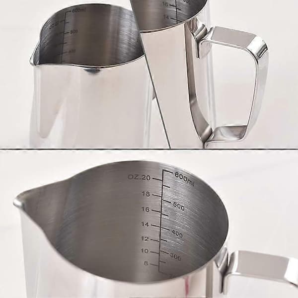1 stk 600 ml espressodampkande i rustfrit stål med måleskala
