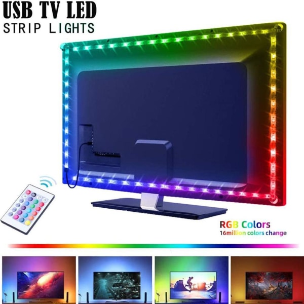 LED-ljusremsa RGB DC5V flexibel lamptejp USB TV Bakgrundsbelysning LED-remsor med fjärrkontroll