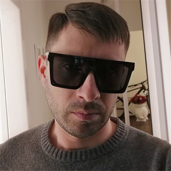 Kampanj till lågt pris! Ny trend, stora ramar UV400 solglasögon, street style, körglasögon Black-Gradient Gray