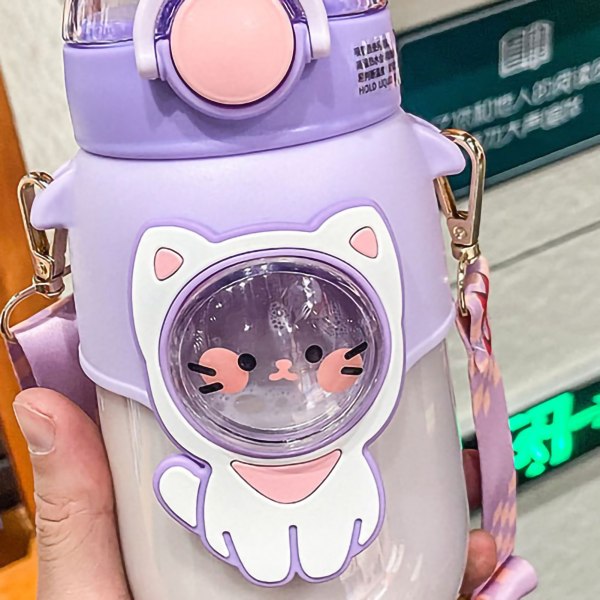 Mjuk halm drickskopp Bärbar plast Sippy Cup tecknad