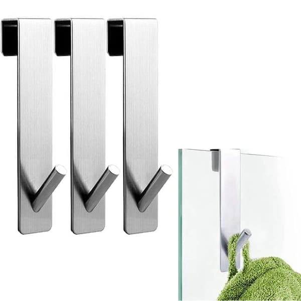Dörrkrokar - 3-pack rostfria duschdörrkrokar, vattenresistent handdukshållare Silver