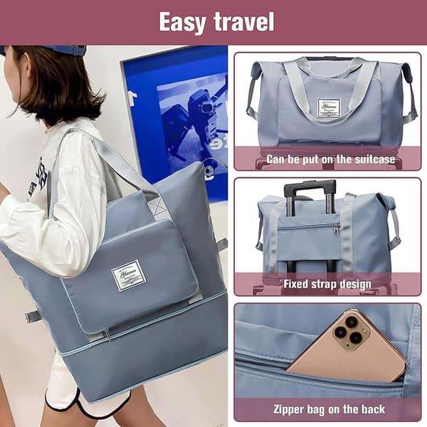 Foldable Carry-on Bag with Wet and Dry Separation blue