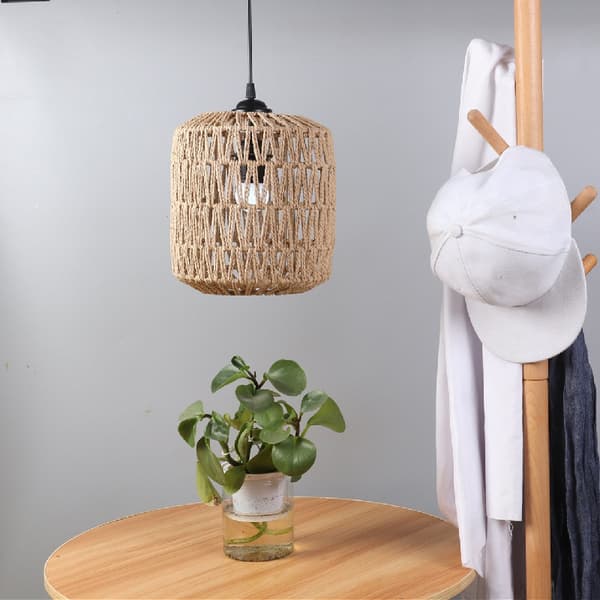 Handwoven Lampshade Rattan Hanging Lampshade Cafe Hotel Ceiling 7