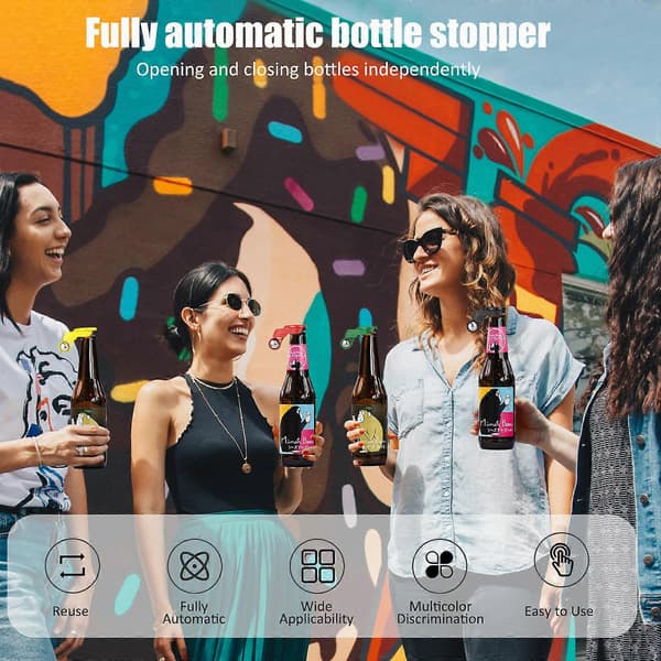 Innovative Automatic Beer Bottle Caps - Multi-Color with Insect Protection 5pcs