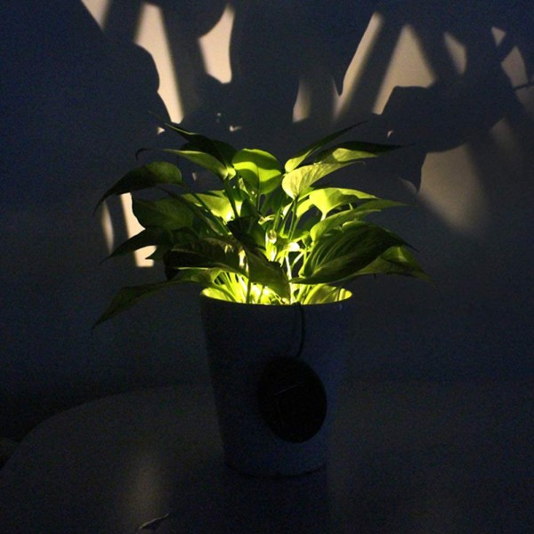 LED Solar Garden Lights Solar Flower Light Kruka Dekorativt ljus Vattentät Grön växtlampa för Garden Pathway Inomhus Utomhus