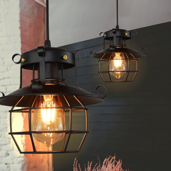 Vintage industriell järnkonstbur E27 LED ljuskrona takljus hängande lampa för bar kafé dekoration 100-240V