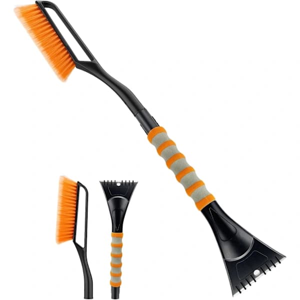 Snow brush, detachable car windshield ice scraper with foam grip