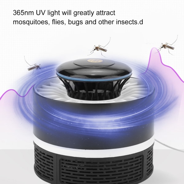 Svart Säker Elektronisk USB UV-lampa Ljus Inomhus Myggdöd Buzz Fly Insekt Bug Killer