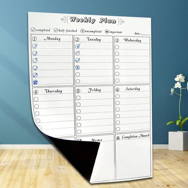 Whiteboard til køleskab, ugentlig menuplanlægger, magnetisk måltidsorganisator til køleskab