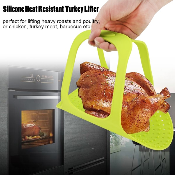 Matklassad silikon värmebeständig kalkonlyftare Non Stick matlagningsmatta för fjäderfä (grön)