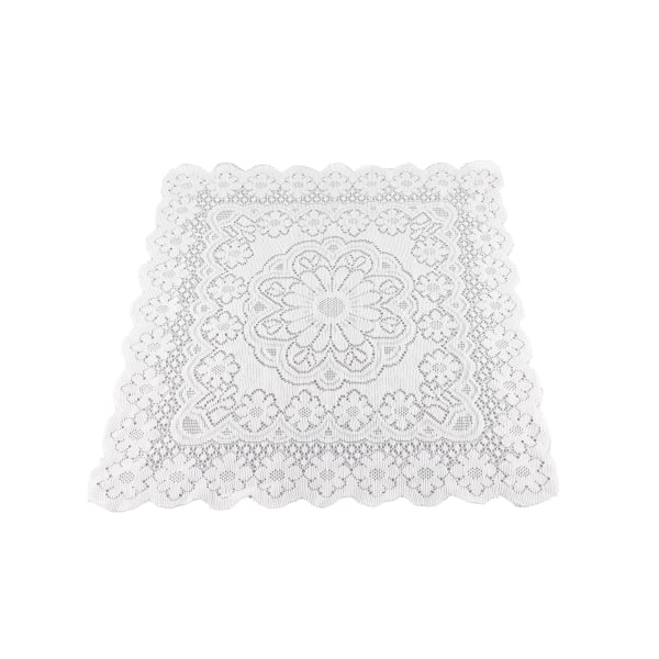 Spetsbordsduk ihåligt mönster Mjukt Bekvämt Enkelt spets Dekorativ bakgrundsduk för hemmet Cafe Vit spets 60x60cm