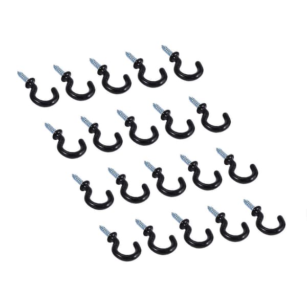50 pcs 2.8 cm cup hooks, secured with metal screws, plastic coating, black.