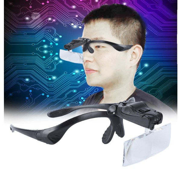 Headset förstoringsglas med LED-ljus