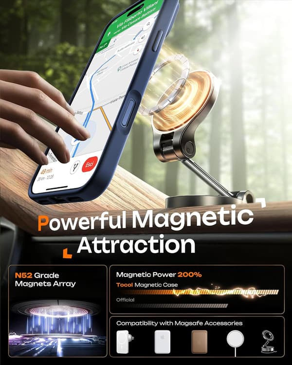 MagSafe-kompatibelt deksel til iPhone 17 Pro Max 6,9-tommer, mørkeblå. iPhone 17 Pro Max