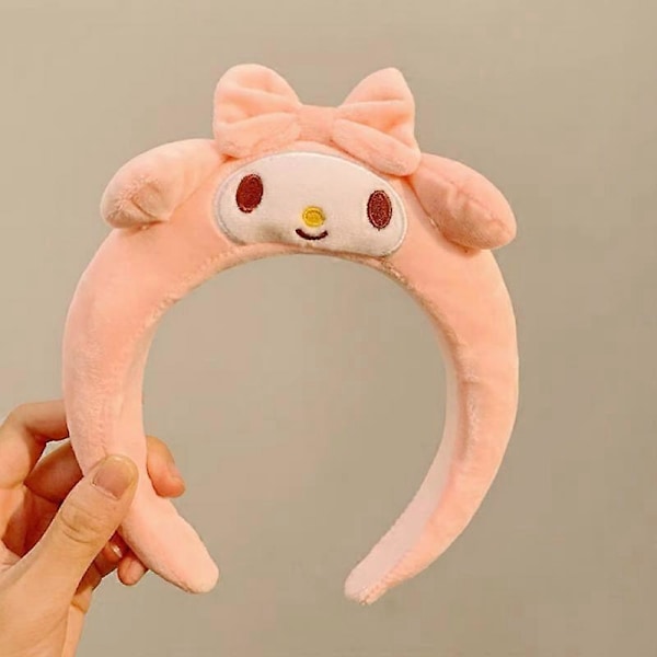 Kawaii Hårband Sanrio My Melody Kuromi Cinnamoroll Pompom Purin Håraccessoarer Anime Söt Tecknad Plysch Huvudbonad Flickor Present 29