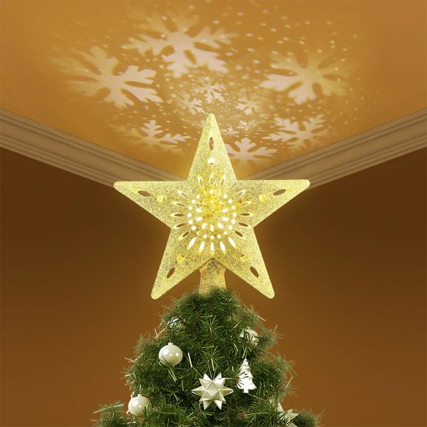 100-240V LED Hollow Star Snowflake Projector Light Rotation Lampa för julgransdekoration