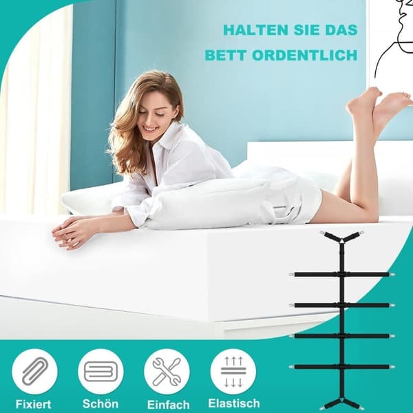 Adjustable Sheet Holders - Elastic Straps with Metal Clips to Secure Sheets, Mattress Protectors or Sofa Covers White
