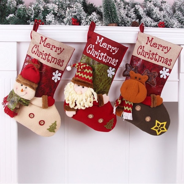 Julstrumpa Tomte Godispåse Julgranspynt Röd Hängande Presentpåse Julgåva Strumpa