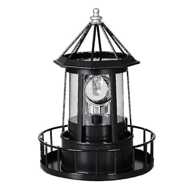 Soldriven LED-fyr, 360 graders roterande trädgårdslampa