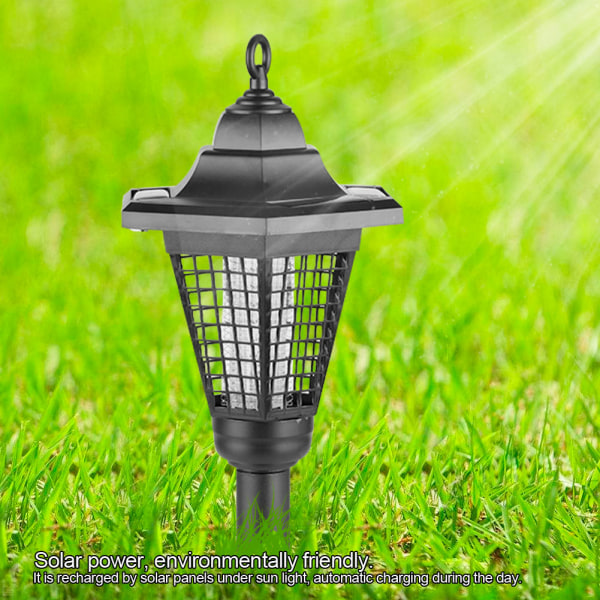 Soldriven UV Bug Zapper Light Mygginsektsdödare LED Trädgård Bakgård Utomhusinsättning