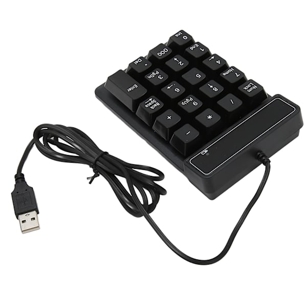 Wired Numeric Keypad Black USB Connection 19 U-shaped Keys Plug and Play Compact Numeric Keypad for Laptop PC Desktop
