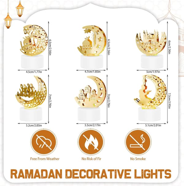 6 Ramadan Decorations, Decorative Eid al-Fitr Lights, Islamic Al-Fittar Decorations