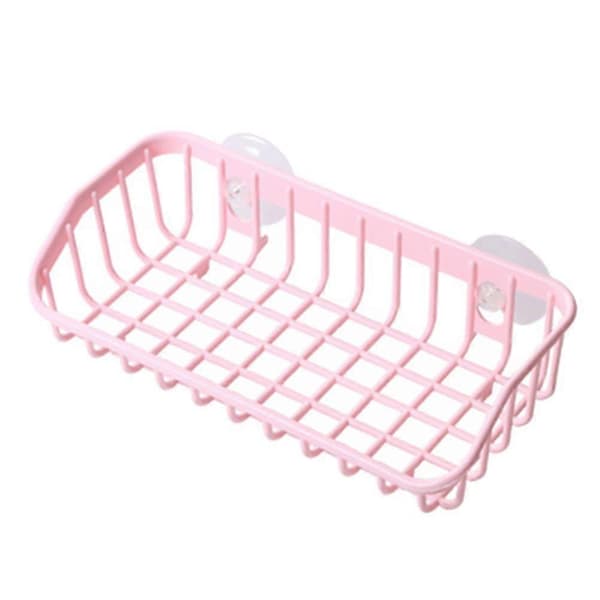Kitchen Bathroom Multifunctional Plastic Double Suction Cup Wall Mounted Storage Shelf Storage