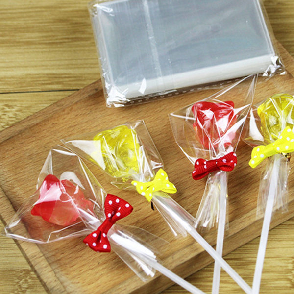 100st Cake OPP-förpackningspåsar Klara godispåsar i plast för godischoklad