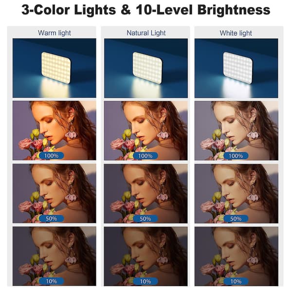 Selfie Light, 60 LED Rechargeable Phone Light with Clip, 3 Light & Infinite Adjustment Modes, 2000mAh Selfie Light