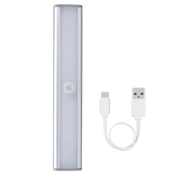 Grå USB laddning LED Nattlampa Bärbar Pasta Magnet Trådlös garderobslampa Människokroppens induktionsljus för korridor sovrum