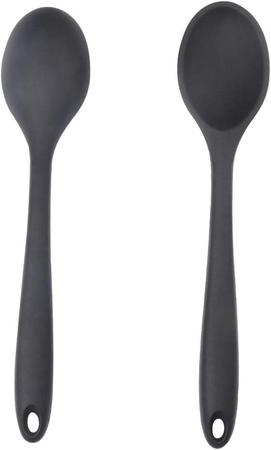 2 pieces silicone cooking spoons, 28 cm silicone long handle spoon