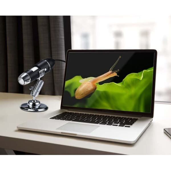 USB Digitalt Mikroskop med 8 LED-lamper, Metallstativ, Kompatibelt med Windows & Mac