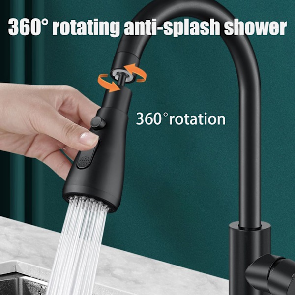 Kääntyvä suihkupää keittiöhanaan Svart Sort